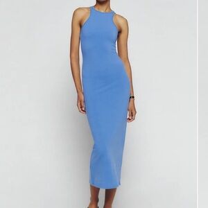 Reformation Luana Dusk Blue Knit Racerback Tank Dress